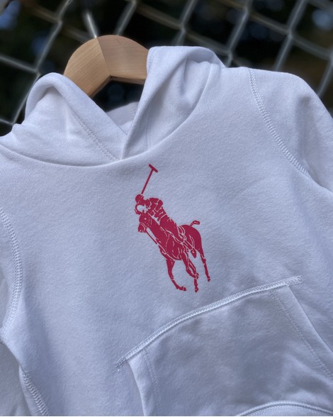 Mikina dětská Ralph Lauren bílá s kapucí